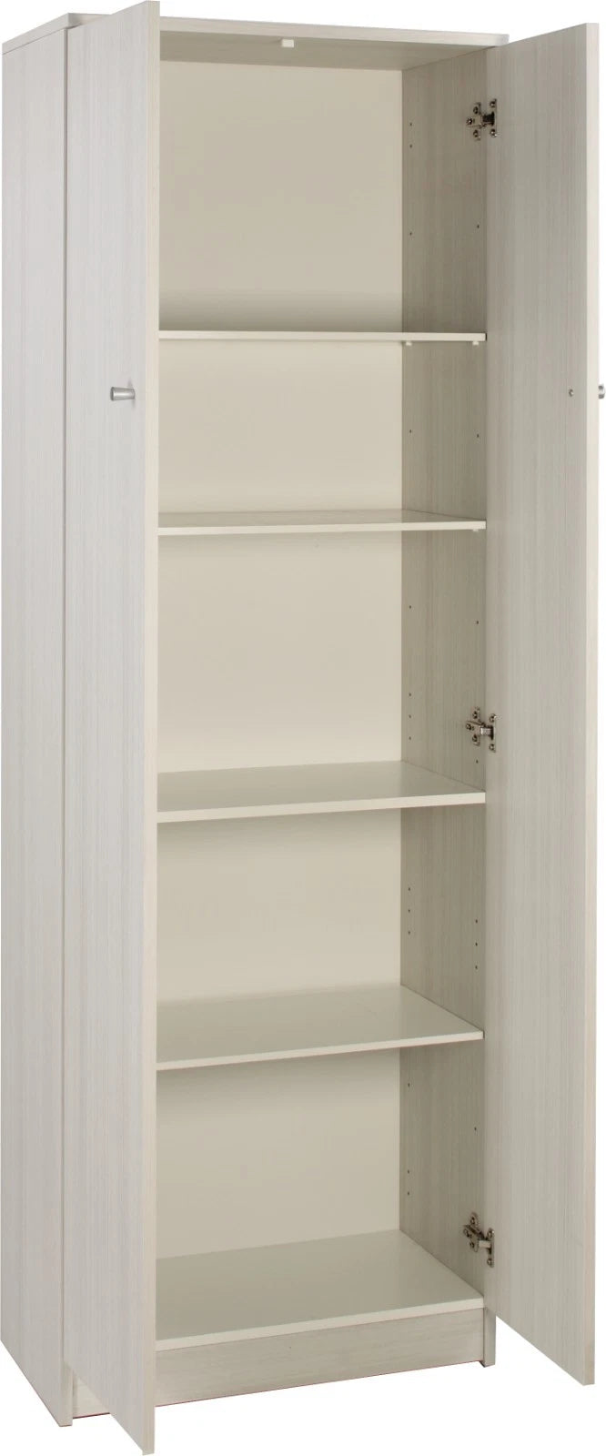 Armadio Utility Multiuso 2 ante 4 ripiani, 5 scomparti | Legno Eucalipto 62x34x182