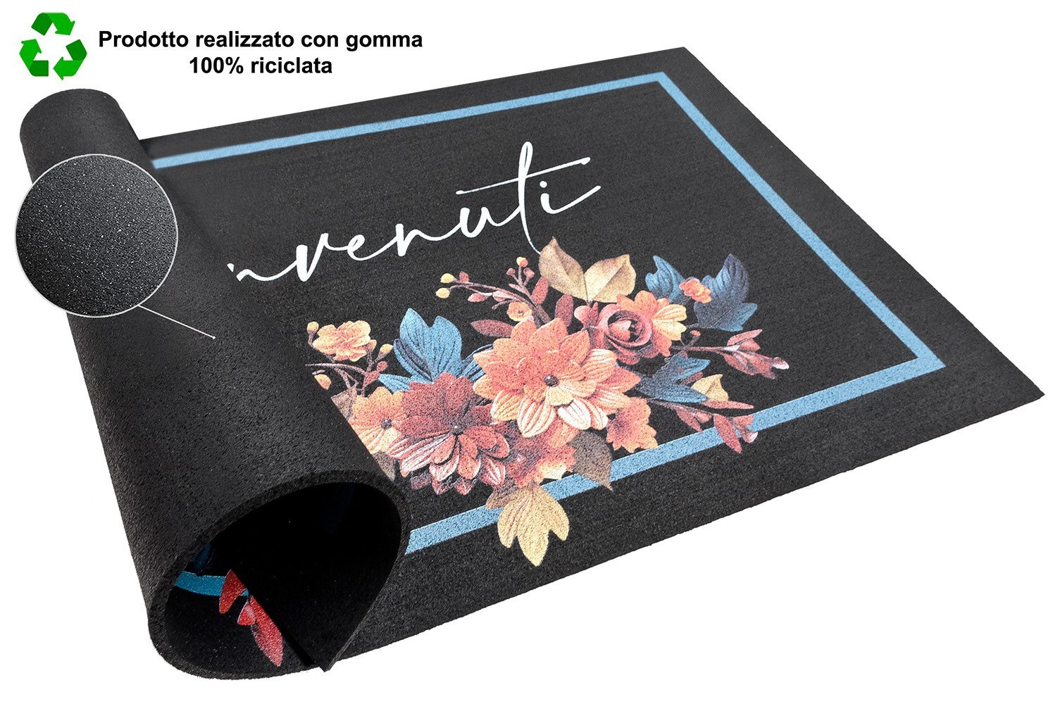 Zerbino Gomma Sostenibile 40X70 Antiscivolo Ingresso Interno Esterno Moderno Dis.E