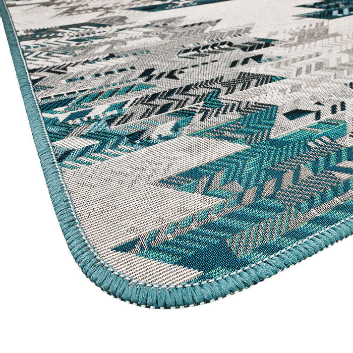 Tappeto Cucina Etnico 54x280 Cm Moderno Passatoia Antiscivolo Tessuto Gobelin Lavabile Blu