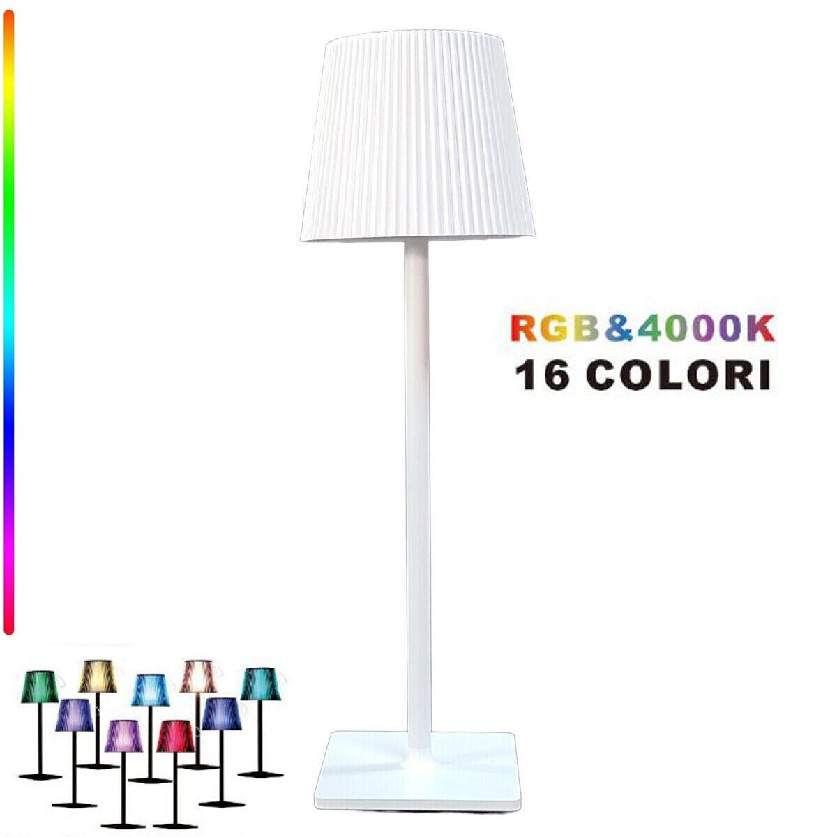LAMPADA TAVOLO TOUCH COLORI LED RGB + 4000K RICARICABILE BAR RISTORANTE BIANCA