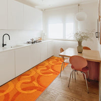 Tappeto Cucina 50x100 Cm Tridimensionale Cerchi 3D Assorbente Morbido Moderno Antiscivolo Arancione