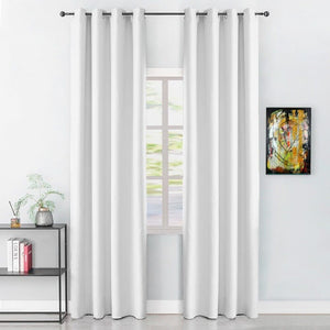 Tenda Porta Finestra 140x280 Cm Raso Sintetico 1 Pannello Coprente Occhielli Acciaio Bianco