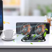 DOPPIO VENTILATORE PER AUTO 24V PORTATILE DA VIAGGIO REGOLABILE ARIA FRESCA