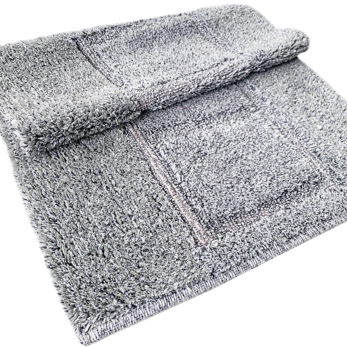 Tappeto Bagno Cotone Shaggy 55x90 Cm Grigio Scendiletto Camera Morbido Assorbente Antiscivolo