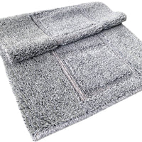 Tappeto Bagno Cotone Shaggy 55x90 Cm Grigio Scendiletto Camera Morbido Assorbente Antiscivolo
