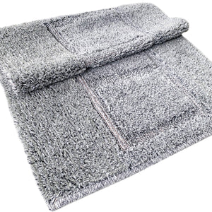 Tappeto Bagno Cotone Shaggy 55x90 Cm Grigio Scendiletto Camera Morbido Assorbente Antiscivolo