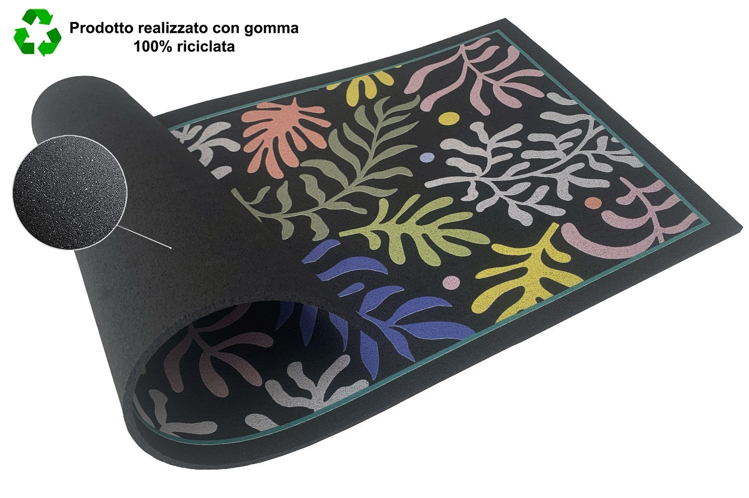 Zerbino Ingresso 40X70 cm Gomma Sostenibile Antiscivolo Pietre Mosaico Maioliche DIS_D