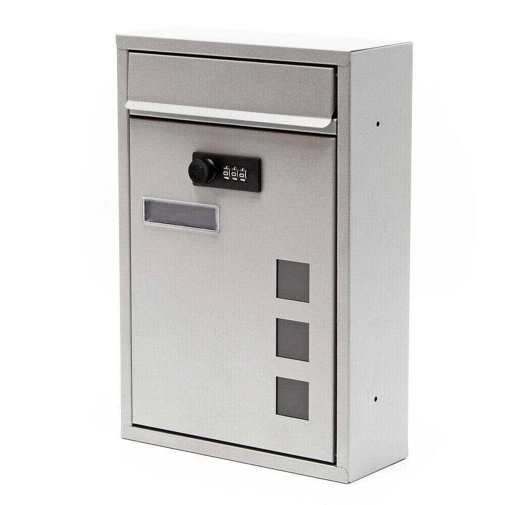 Serratura a combinazione per cassetta postale a parete dal design moderno in acciaio zincato argento 16_0000065