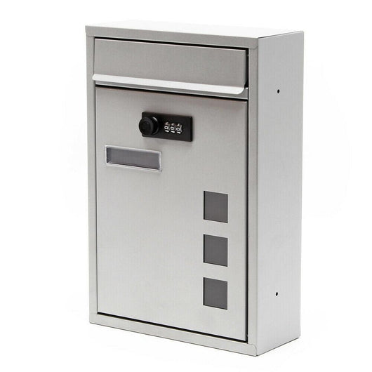 Serratura a combinazione per cassetta postale a parete dal design moderno in acciaio zincato argento 16_0000065