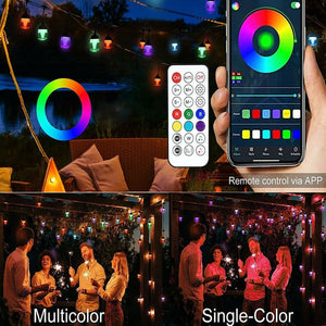 CATENA LUMINOSA SMART LED RGB LAMPADINE ESTERNE DECORATIVE MULTICOLOR IP65 F11C