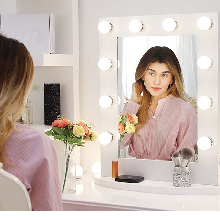 LUCI DA SPECCHIO TRUCCO STILE HOLLYWOOD KIT 10PZ LAMPADINE LED DIMMERABILI