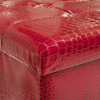 Cassapanca Contenitore Pouf Panca Poggiapiedi Similpelle Pelle Finta Coccodrillo 38x38x38 cm Bordeaux