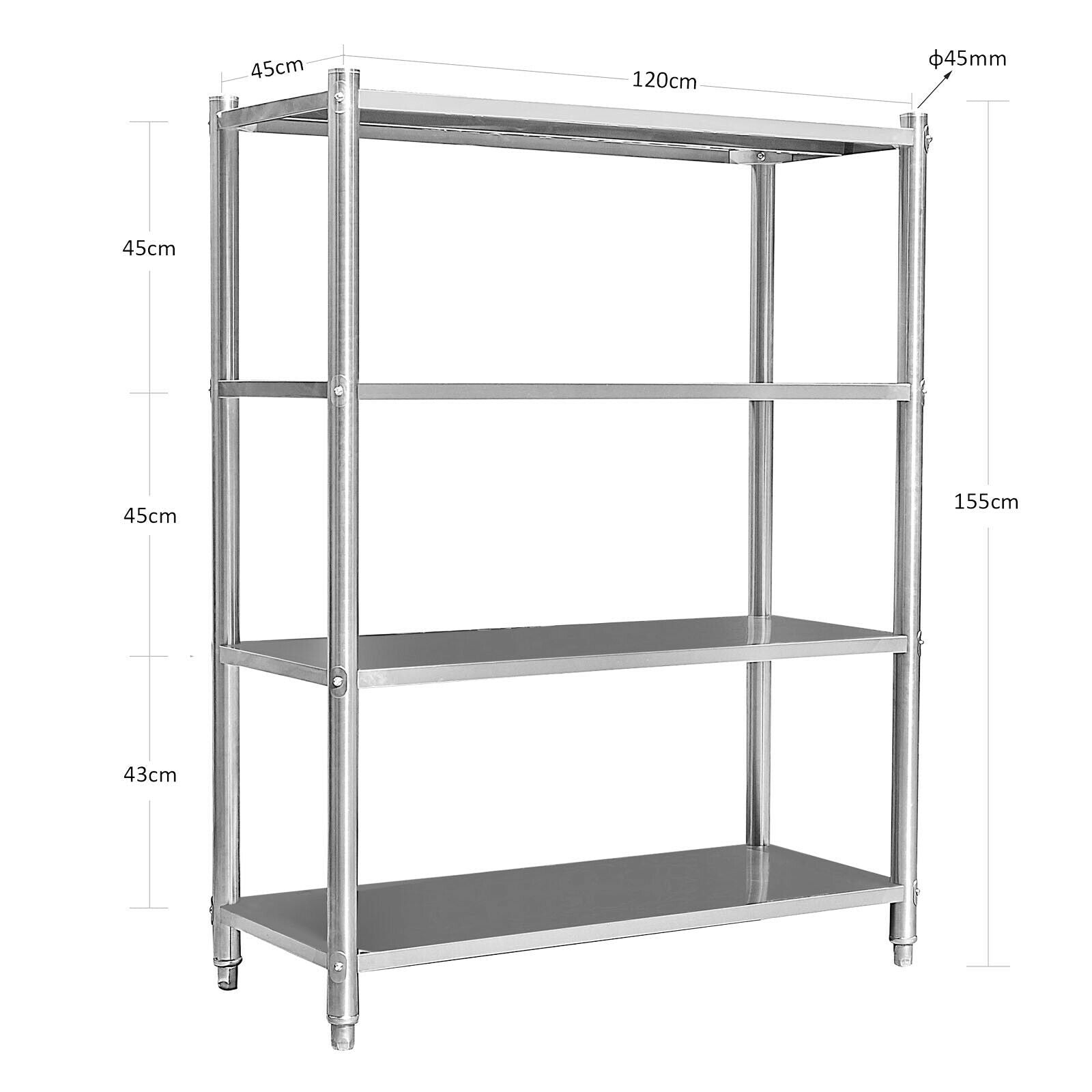 Scaffali per gastronomia mobili da cucina resistenti 155 cm acciaio inossidabile 16_0000504