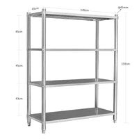 Scaffali per gastronomia mobili da cucina resistenti 155 cm acciaio inossidabile 16_0000504