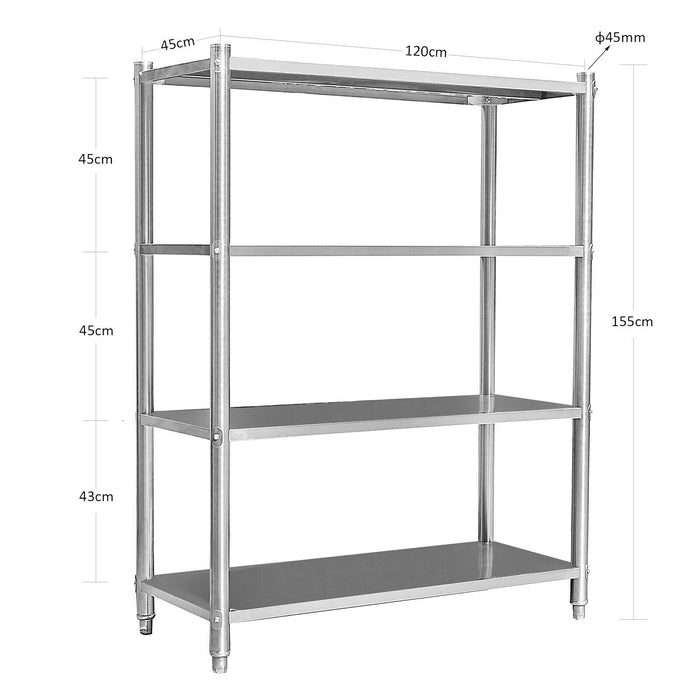 Scaffali per gastronomia mobili da cucina resistenti 155 cm acciaio inossidabile 16_0000504
