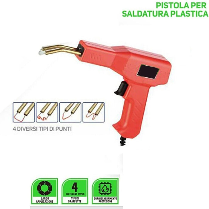 PISTOLA SALDATORE PLASTICA RIPARAZIONE PARAURTI AUTO 50W 4 TIPI DI PUNTE