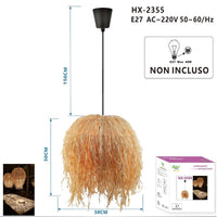 LAMPADARIO A SOSPENSIONE RATTAN NATURALE JUTA INTRECCIATO E27 SPIAGGIA ET-31384