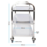 Raffinato carrello di servizio in acciaio 3 ripiani fino a 150 kg mobile servizio cucina 16_0002576