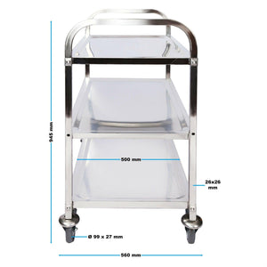 Raffinato carrello di servizio in acciaio 3 ripiani fino a 150 kg mobile servizio cucina 16_0002576