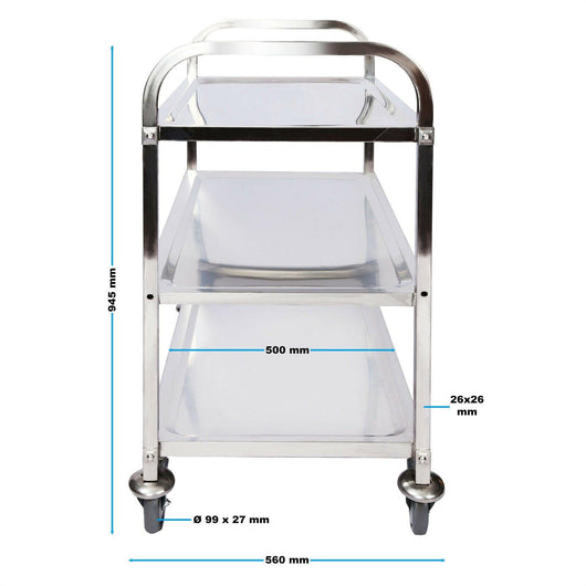 Raffinato carrello di servizio in acciaio 3 ripiani fino a 150 kg mobile servizio cucina 16_0002576