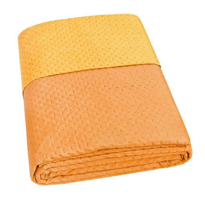 Trapunta Double Face SINGOLA 150x255 cm Coperta Morbida Copriletto Tinta Unita Arancione
