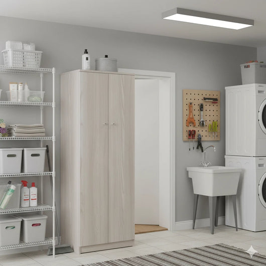 Armadio Utility Multiuso 2 ante 4 ripiani, 5 scomparti | Legno Olmo 62x34x182