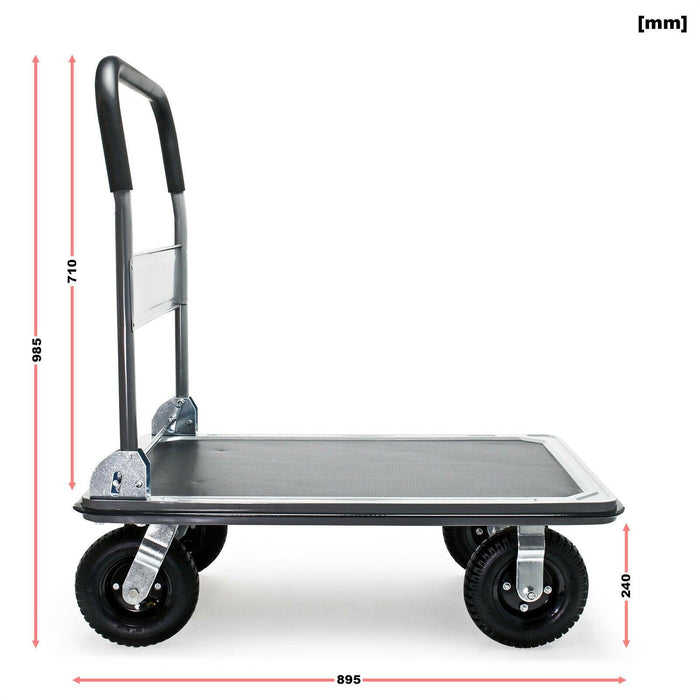 Carrello con piattaforma Carrello pieghevole per movimentazione carichi con pneumatici da 300 kg 16_0002573