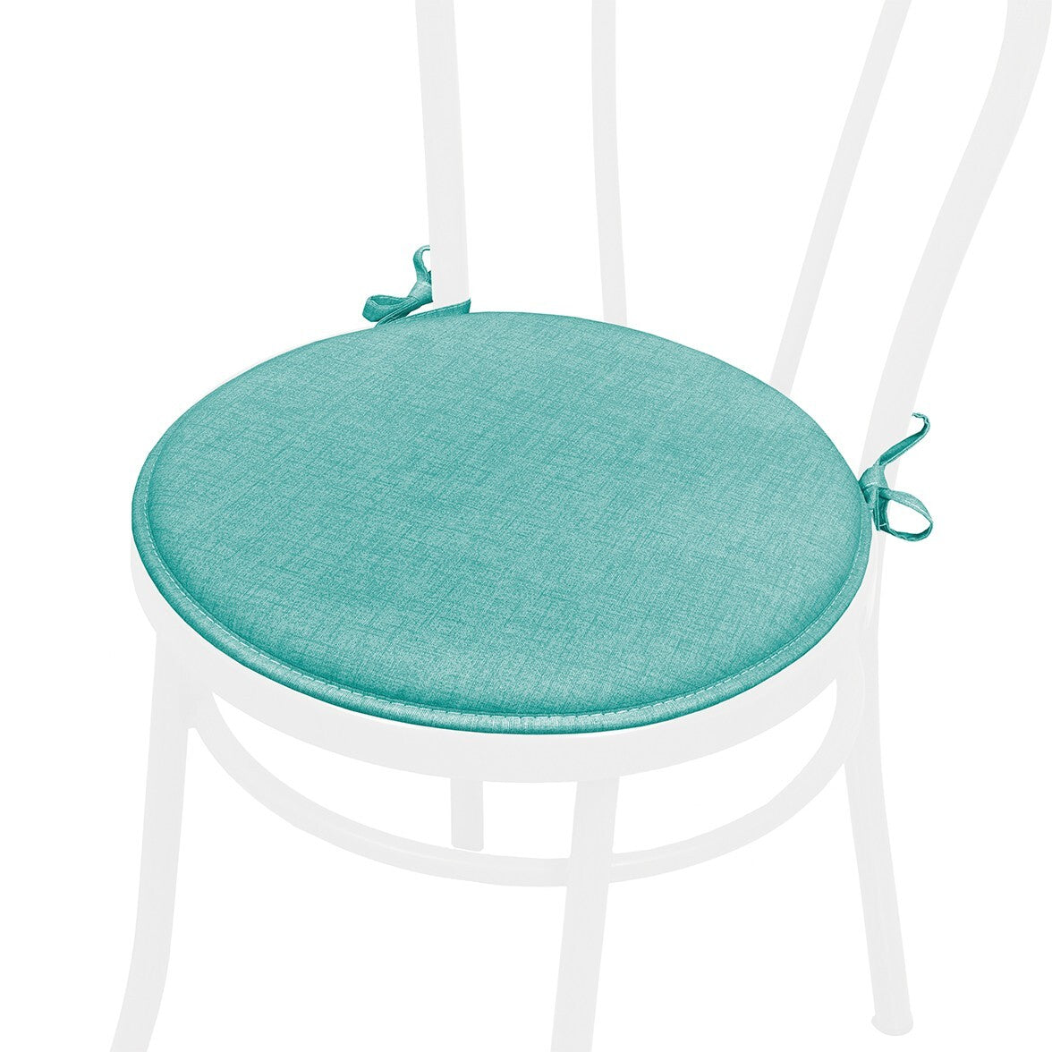 Set 4 Cuscini Sedia Turchese Rotondi Cotone Lavabili Morbidi Coprisedia Tondo Tinta Unita Pastello