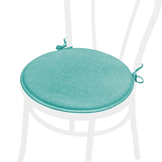 Set 4 Cuscini Sedia Turchese Rotondi Cotone Lavabili Morbidi Coprisedia Tondo Tinta Unita Pastello