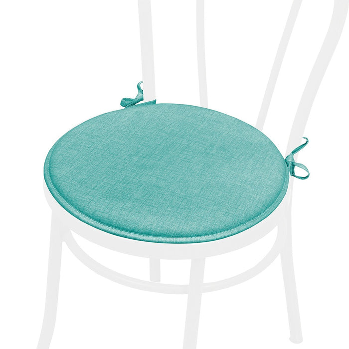 Set 4 Cuscini Sedia Turchese Rotondi Cotone Lavabili Morbidi Coprisedia Tondo Tinta Unita Pastello