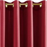 Tenda Porta Finestra 140x280 Cm Raso Sintetico 1 Pannello Coprente Occhielli Acciaio Bordeaux