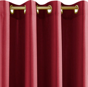 Tenda Porta Finestra 140x280 Cm Raso Sintetico 1 Pannello Coprente Occhielli Acciaio Bordeaux