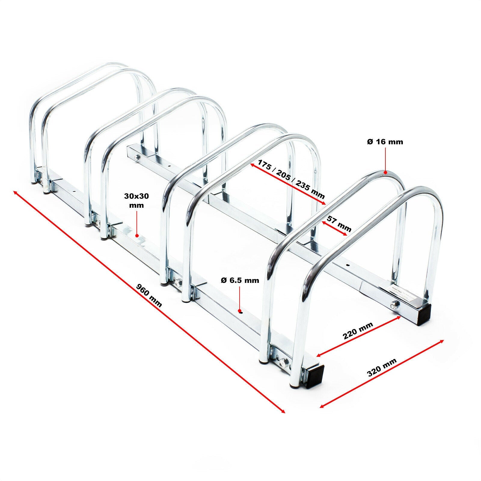 Portabici da pavimento per 4 biciclette cm 95 in metallo zincato 16_0001500