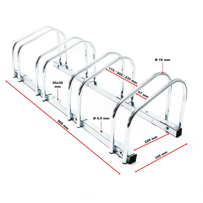 Portabici da pavimento per 4 biciclette cm 95 in metallo zincato 16_0001500