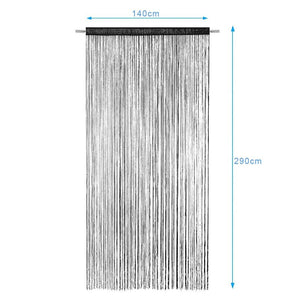 Tenda a Fili Elegante Per Porte Finestre Pannello 140x290 Cm Divisorio Camere Stanze Ambienti Nero