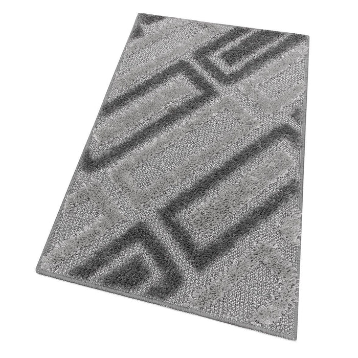 Tappeto Bagno 50x110 Cm Moderno Morbido Soffice Assorbente Asciugapassi Antiscivolo Lavabile Grigio