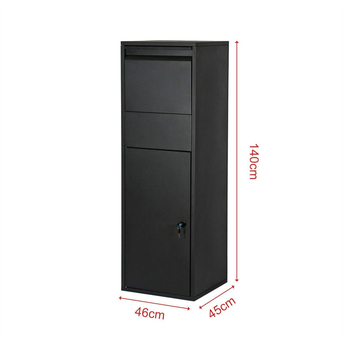 Cassetta postale per pacchi con serratura e supporto per pacchi postali 46 x 45 x 140 cm nero 16_0000115
