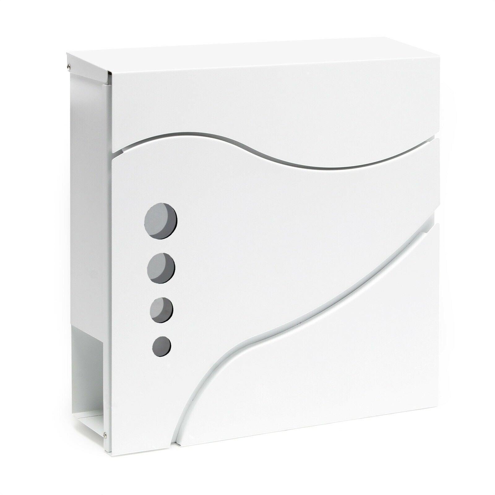 Cassetta postale da parete di design con scomparto per giornali in acciaio zincato 37 x 37 x 10,5 cm bianco 16_0000084