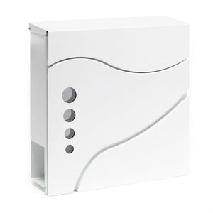 Cassetta postale da parete di design con scomparto per giornali in acciaio zincato 37 x 37 x 10,5 cm bianco 16_0000084