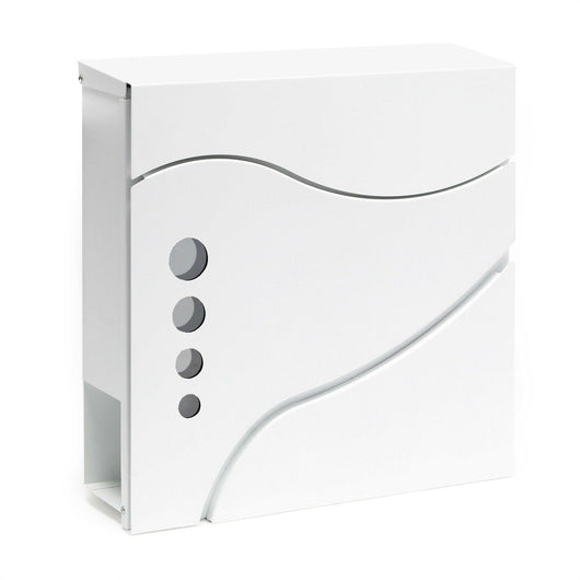 Cassetta postale da parete di design con scomparto per giornali in acciaio zincato 37 x 37 x 10,5 cm bianco 16_0000084