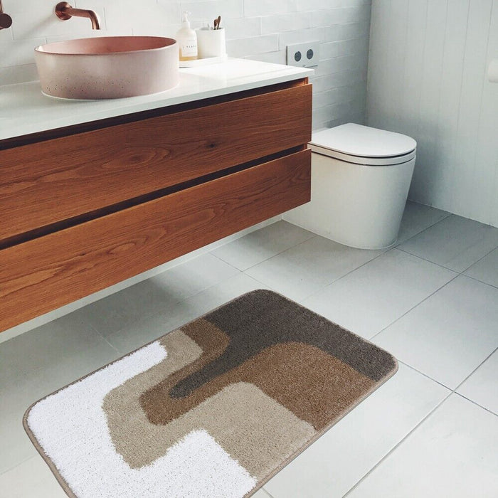 Tappeto Bagno 50x80 Cm Doccia Scendiletto Pelo Raso Morbido Assorbente Antiscivolo Lavabile Marrone