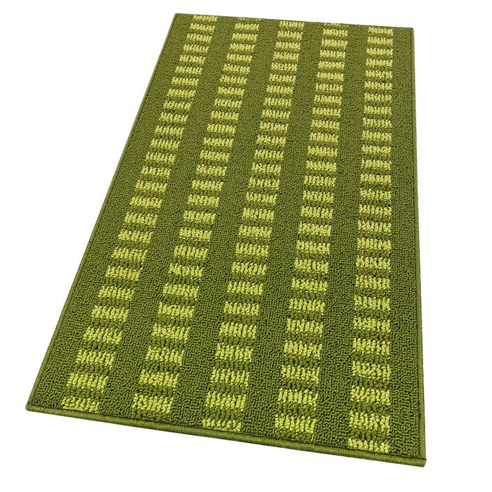 Tappeto Cucina Morbido 3D Assorbente Lavabile Antiscivolo Passatoia Bordata A Righe 57x270 Verde
