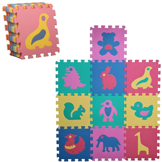 10 TAPPETINO TAPPETO PUZZLE CON ANIMALI COLORATI GIOCO BAMBINO 29CM GOMMA EVA