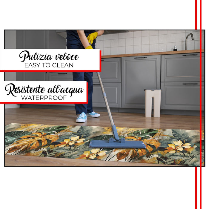 Tappeto Cucina Gomma Pvc 51x160 cm Antimacchia Passatoia Antiscivolo Antisfilo Lavabile Dis_G