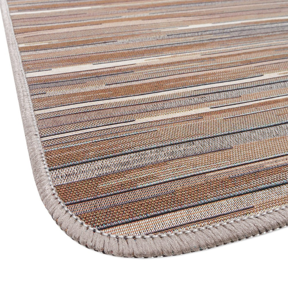 Tappeto Cucina Bordato Tessitura Piatta Bagno Camera Corridoio Stile Bamboo Beige 52x40 cm