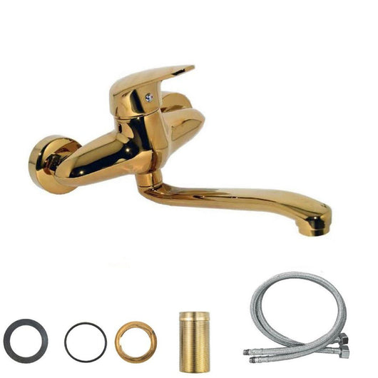 RUBINETTO MISCELATORE DORATO ORO CASA VASCA LAVABO LAVANDINO KIT MONTAGGIO 7183