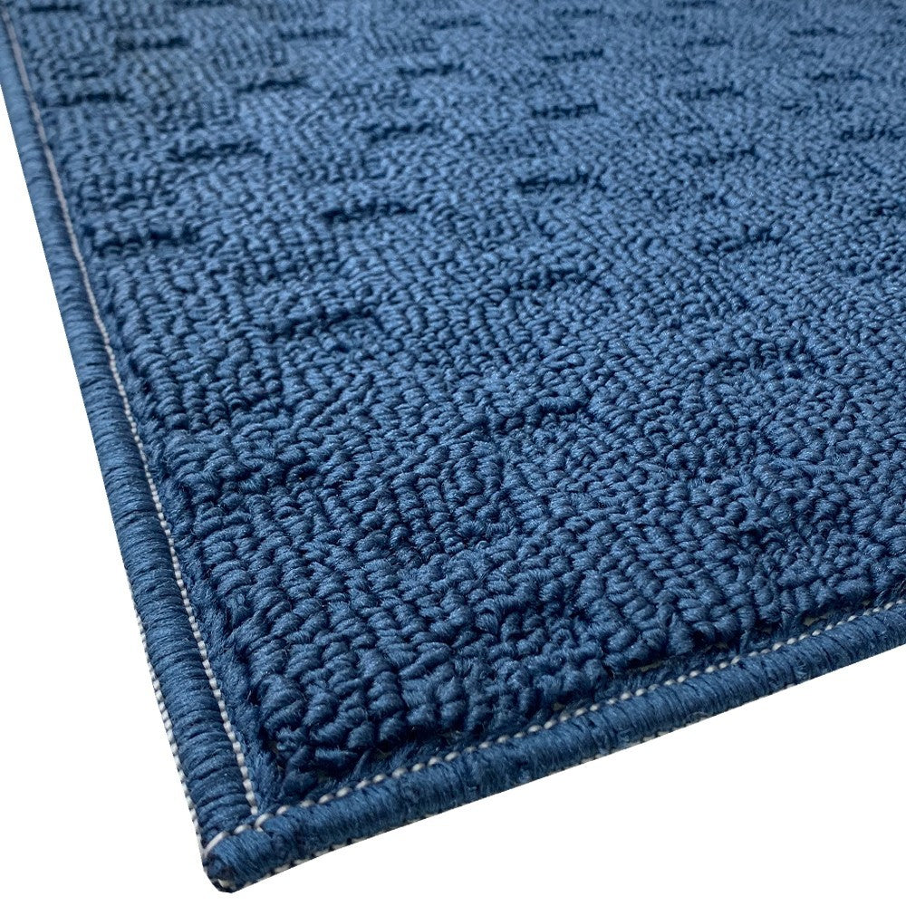 Tappeto Bagno Morbido Assorbente Antiscivolo 3D Intrecciato Lavabile Set 3 Pezzi Blu