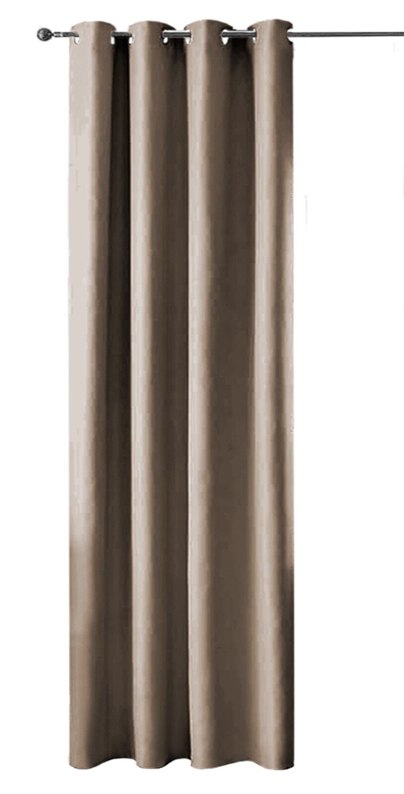 Tenda Porta Finestra 140x280 Cm Raso Sintetico 1 Pannello Coprente Occhielli Acciaio Tortora