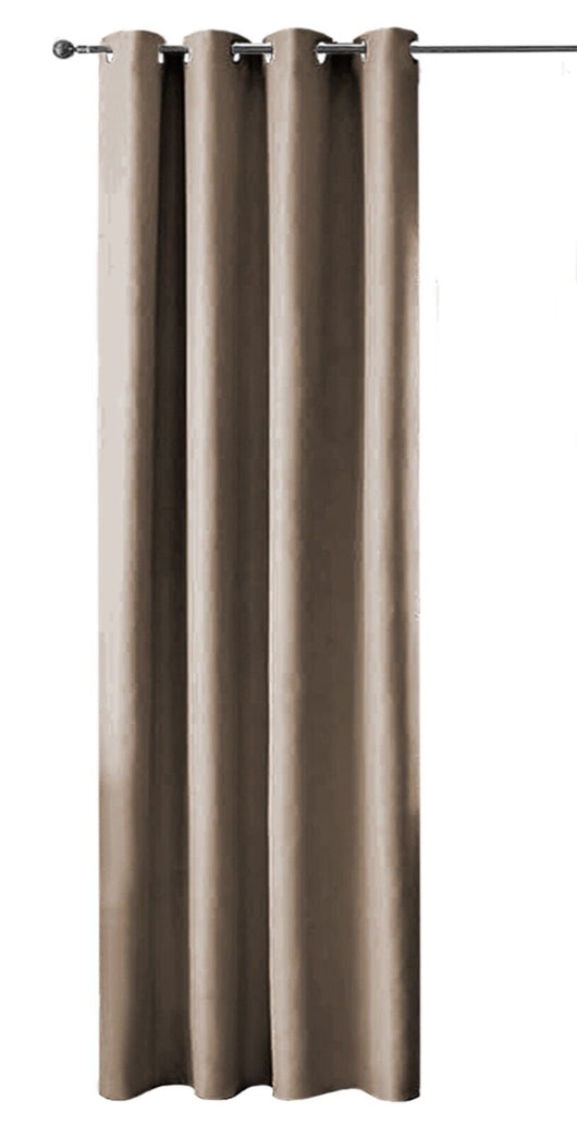 Tenda Porta Finestra 140x280 Cm Raso Sintetico 1 Pannello Coprente Occhielli Acciaio Tortora