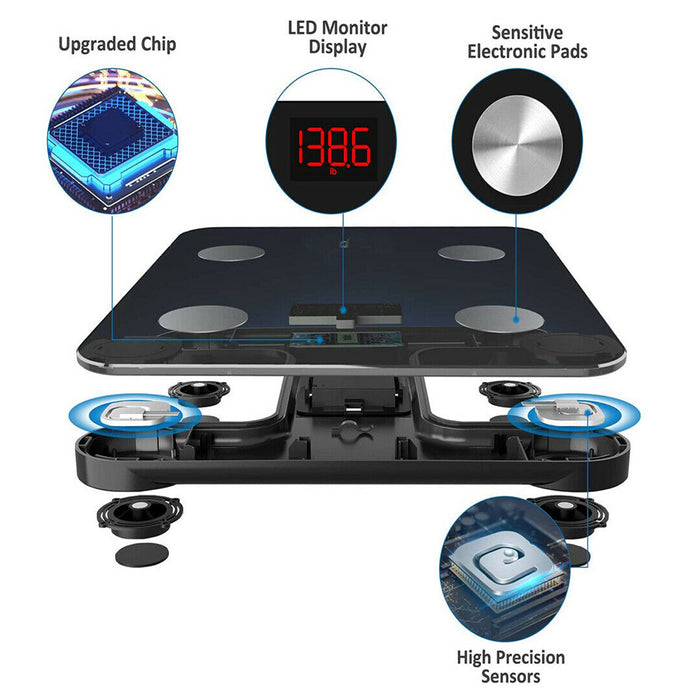 BILANCIA PESAPERSONE DIGITALE BLUETOOTH ELETTRONICA VETRO PORTATA 180 KG B24